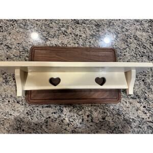 WOODEN 24” WALL SHELF WITH CUTOUT HEARTS Painted White